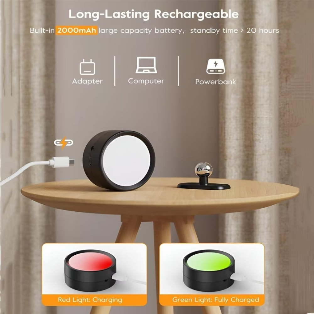 Genopladelig Væglampe – Cylindrisk Design i Hvid til Soveværelse, Stue eller Gang med Anstäländer