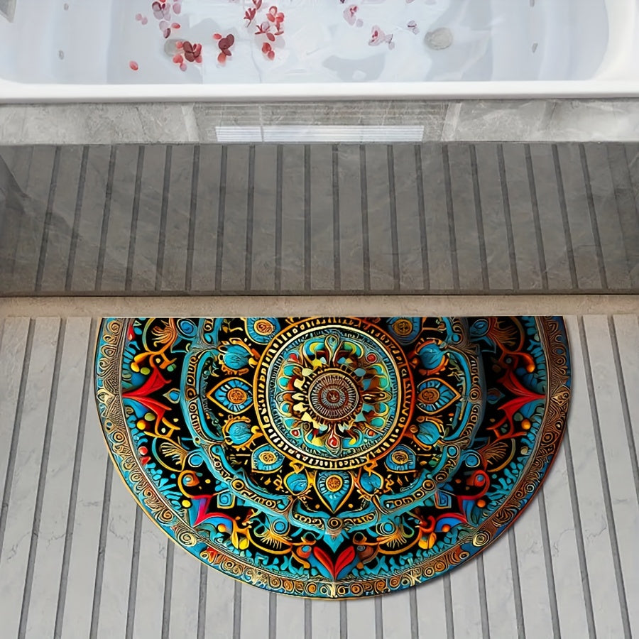 Mandala Dørmatte – Polyester, Detaljeret Design til Entré eller Gang med Antiskrid Bund