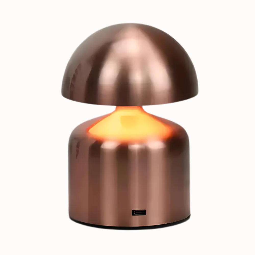 Genopladelig Bordlampe – Retro Svampeform, Metal Finish til Soveværelse eller Stue