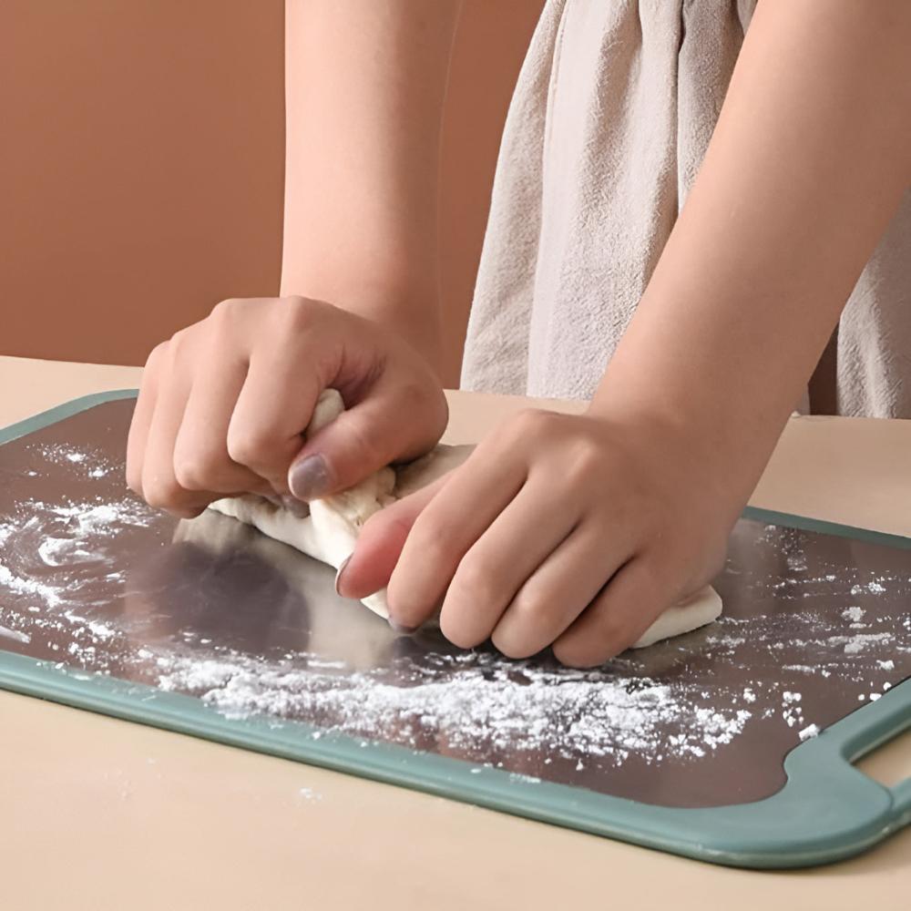 Dobbelt-sidet Skærebræt – Rustfrit Stål og Risiklidfiber, Hygiejnisk Design til Køkkenbrug