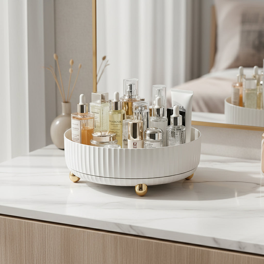 360° draaibare organizer – wit plastic, ruimtebesparende organizer voor in de keuken, badkamer of op kantoor