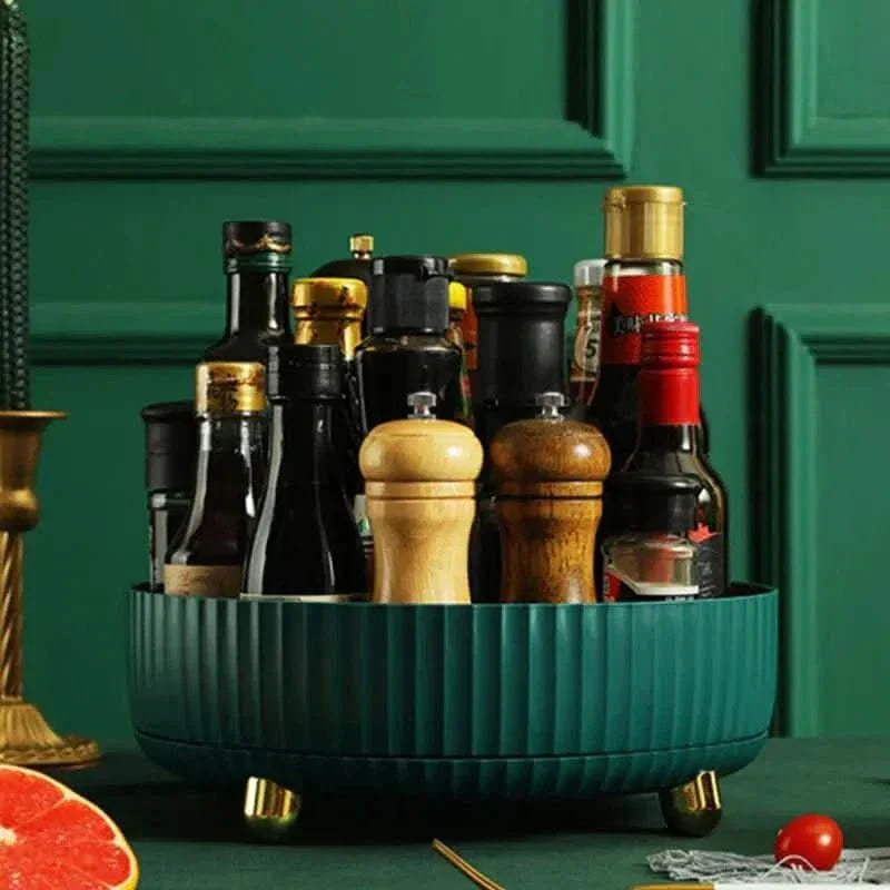 360° Drejbar Organizer – Hvid Plastik, Pladsbesparende Organizer til Køkken, Badeværelse eller Kontor