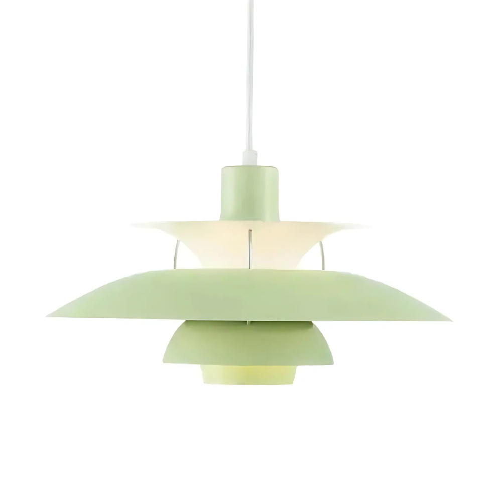Dansk Hængelampe – Lagdelt Metaldesign i Farverig Stil til Spisestue eller Stue