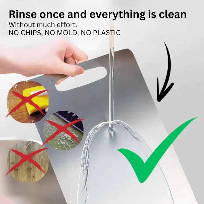 Titanium Skærebræt – Sølv, Antibakterielt og Knivvenligt til Moderne Køkken