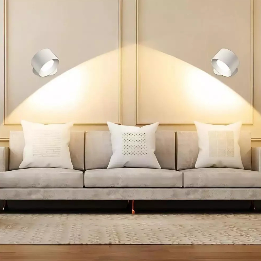 Genopladelig Væglampe – Cylindrisk Design i Hvid til Soveværelse, Stue eller Gang med Anstäländer