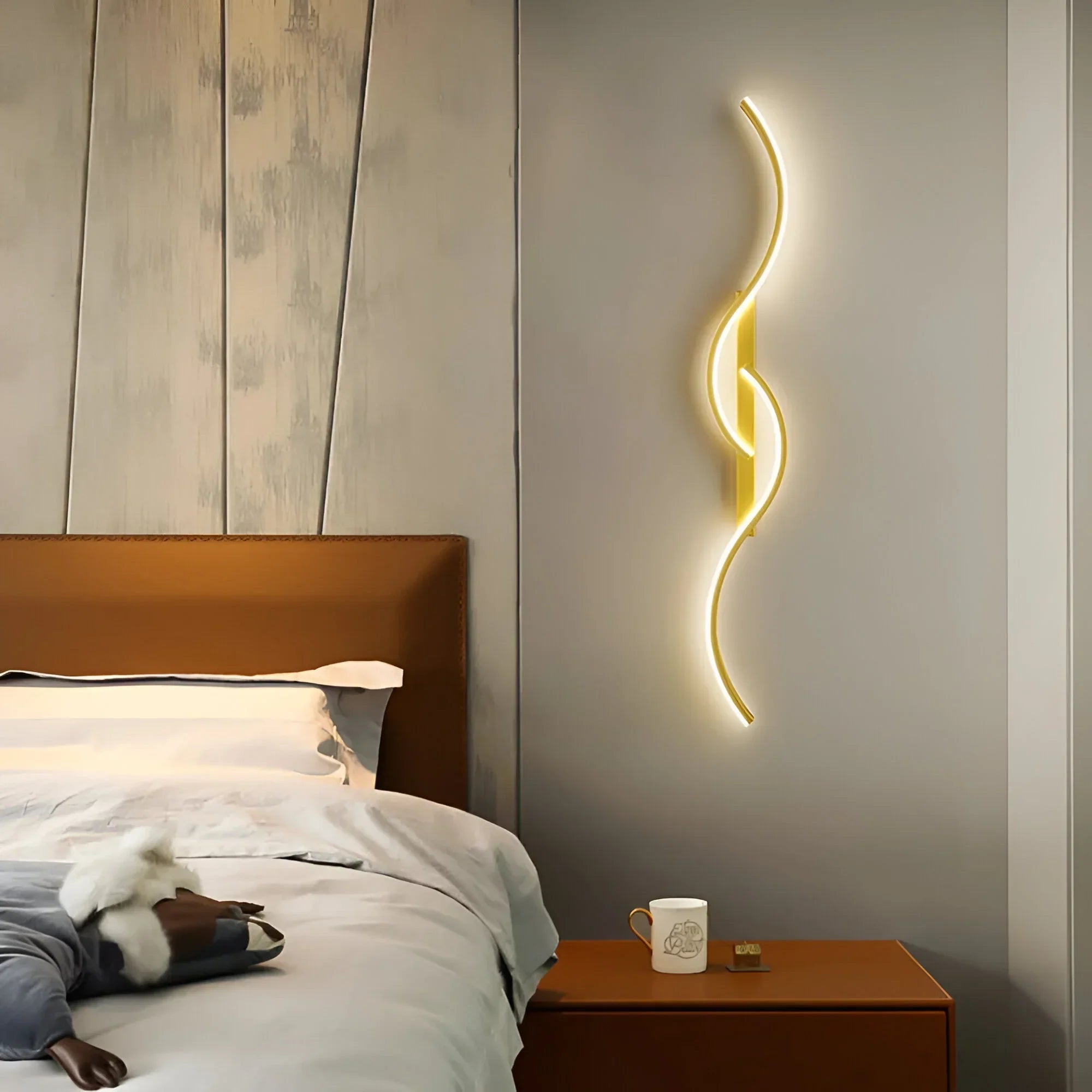 Moderne LED-wandlamp – aluminium en acryl, gebogen ontwerp voor de woonkamer, slaapkamer of kantoor