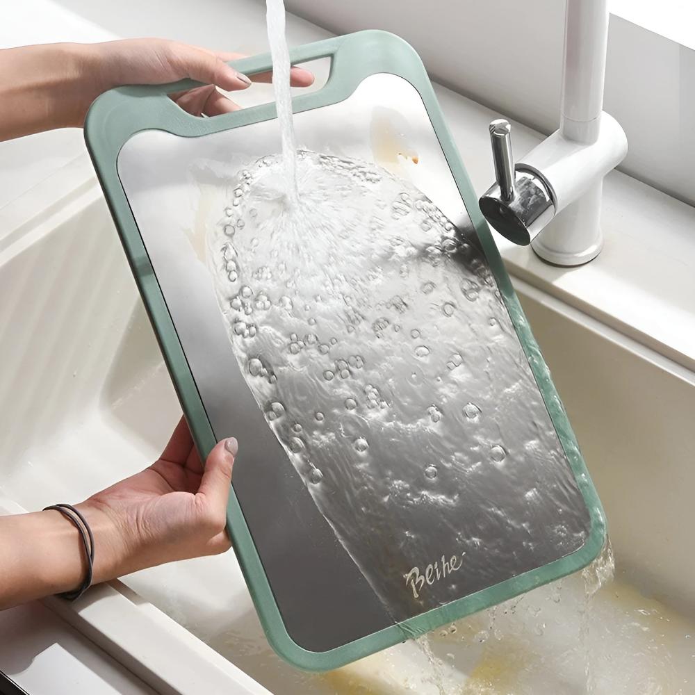 Dobbelt-sidet Skærebræt – Rustfrit Stål og Risiklidfiber, Hygiejnisk Design til Køkkenbrug