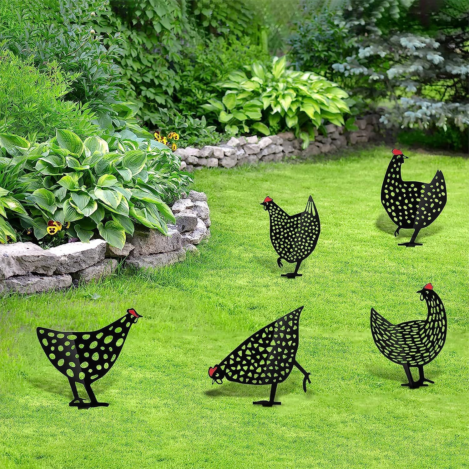Decorative metal chicken – stainless steel, durable design for garden or patio