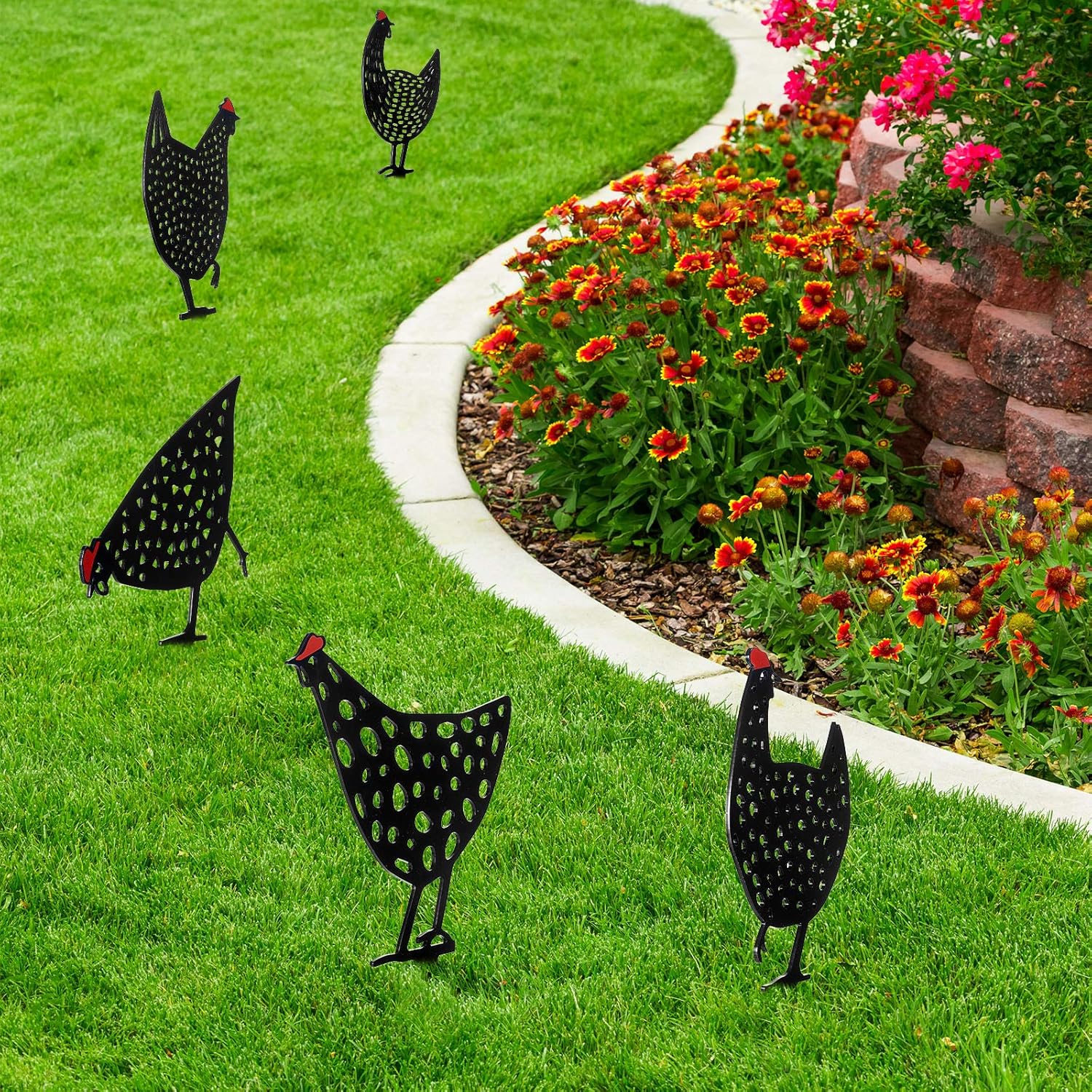 Decorative metal chicken – stainless steel, durable design for garden or patio