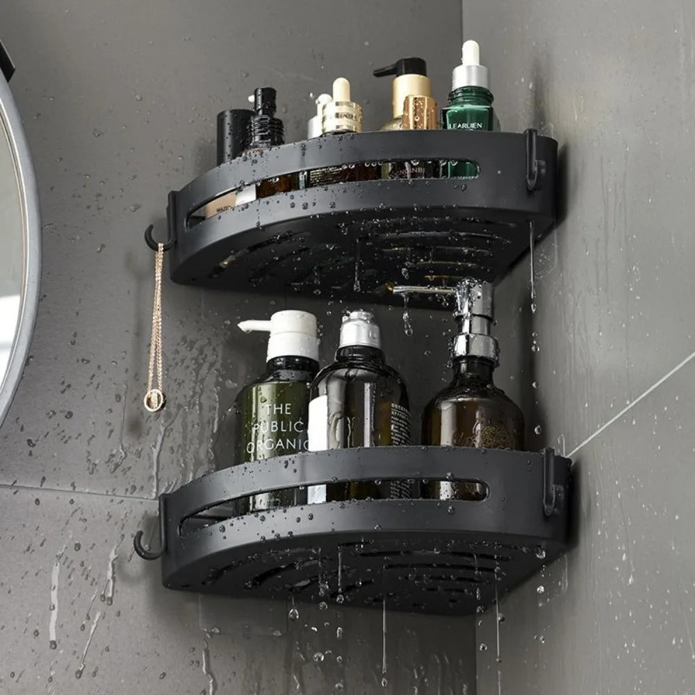 Shower shelf – Transparent, simple design for bathroom storage without drilling