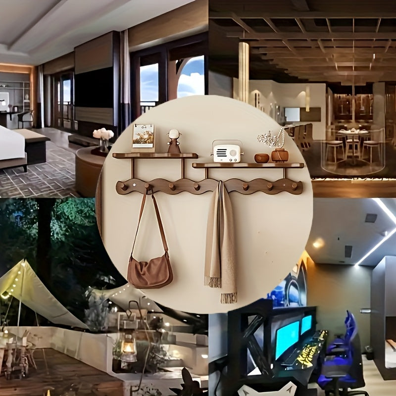 Wall-mounted Wall-mounted Wall-mounted – Bamboo, Modern Design with 8 Shelves for Entrance or Bedroom