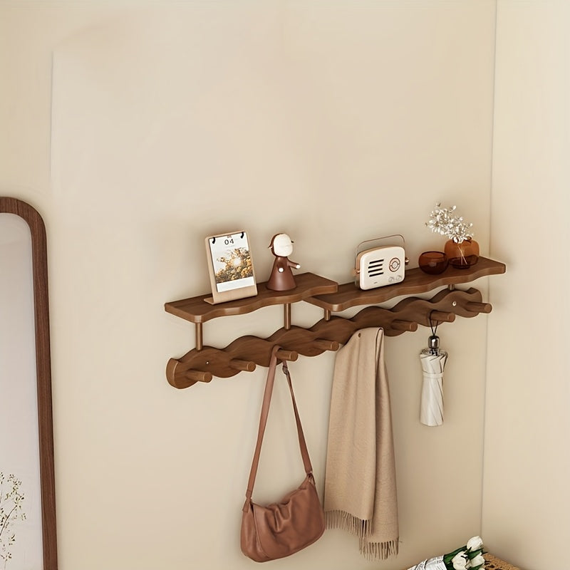 Wall-mounted Wall-mounted Wall-mounted – Bamboo, Modern Design with 8 Shelves for Entrance or Bedroom