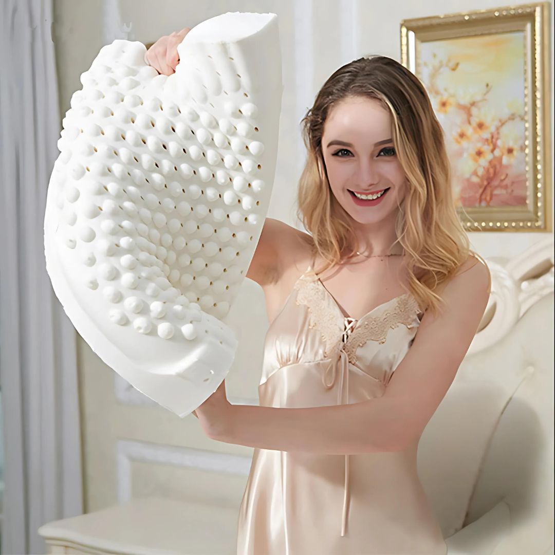 Ortopædisk Pude – 100% Naturlig Gummi, Støtte til Nakke og Hoved til Alle Sovepositioner