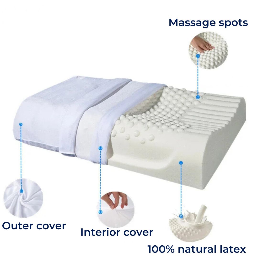 Ortopædisk Pude – 100% Naturlig Gummi, Støtte til Nakke og Hoved til Alle Sovepositioner