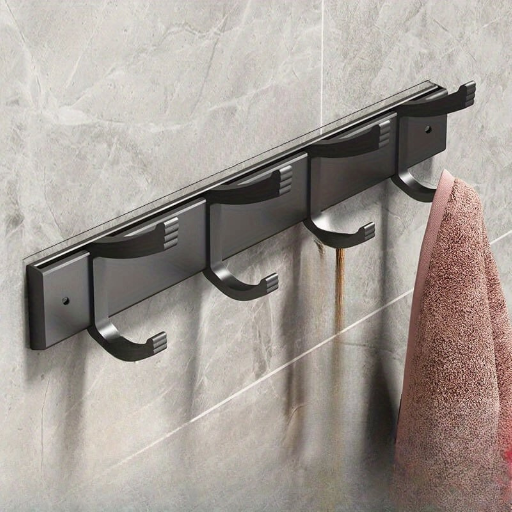 Wall-mounted Clothes Rack – Black Metal, Simple Design for Hallway, Bedroom, or Bathroom