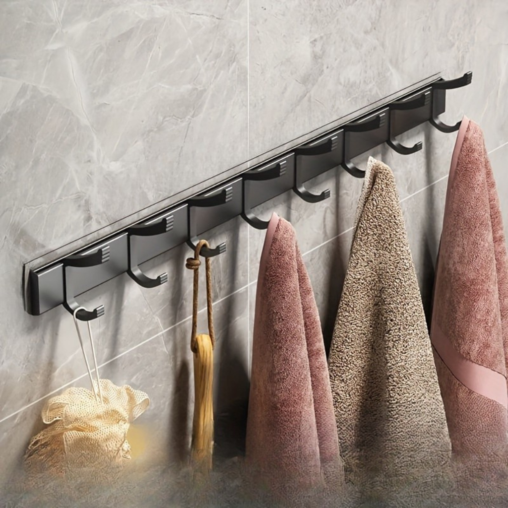 Wall-mounted Clothes Rack – Black Metal, Simple Design for Hallway, Bedroom, or Bathroom