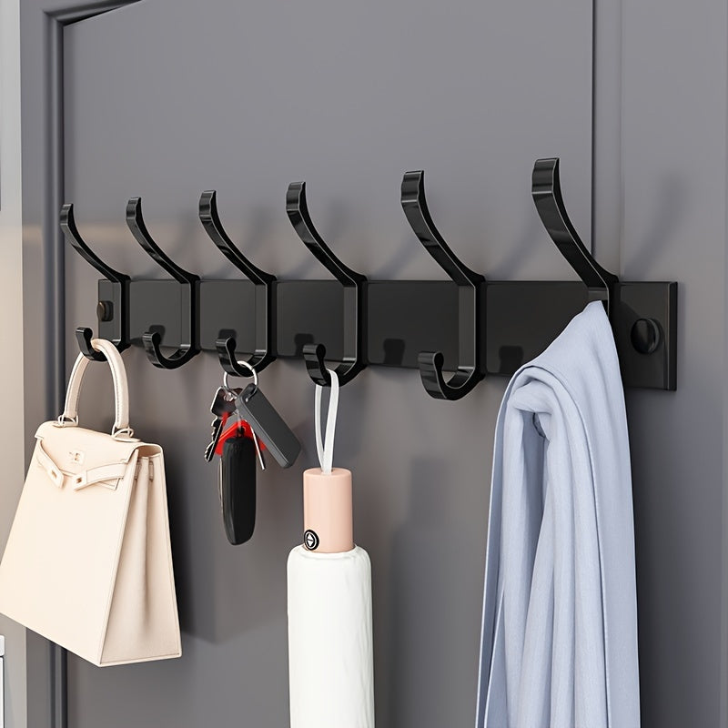 Wall-mounted Clothes Rack – Black Metal, Simple Design for Hallway, Bedroom, or Bathroom