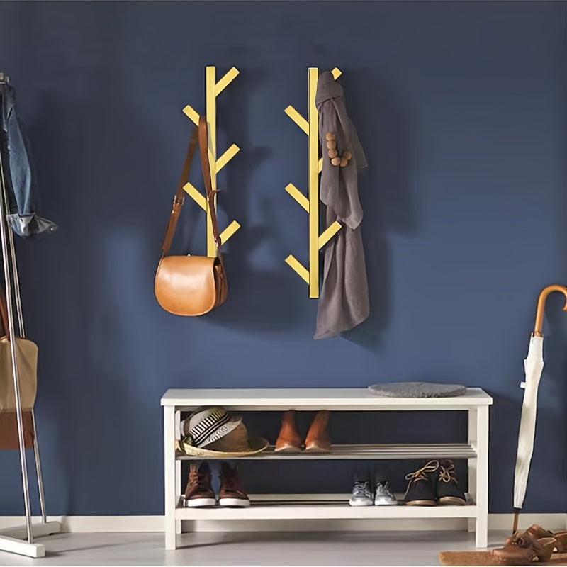 Wall-mounted Clothes Rack – Elegant Metal with Gold-colored Pipes for Bedroom or Office