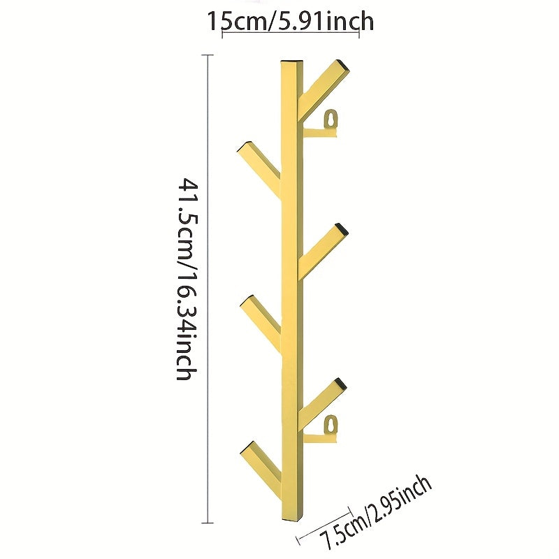 Wall-mounted Clothes Rack – Elegant Metal with Gold-colored Pipes for Bedroom or Office