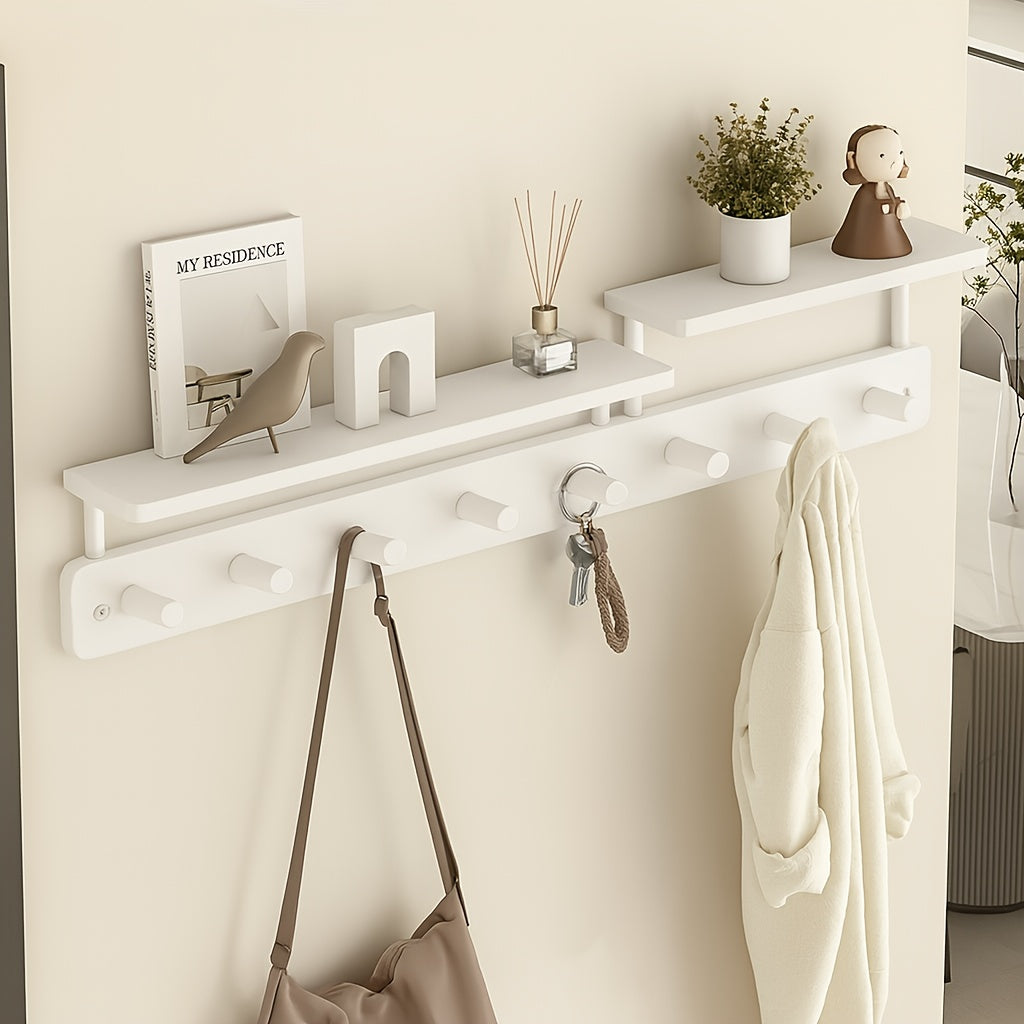 Wall-mounted Clothes Rack – Minimalist Wood Design with Drill-free Hook for Hallway or Bedroom