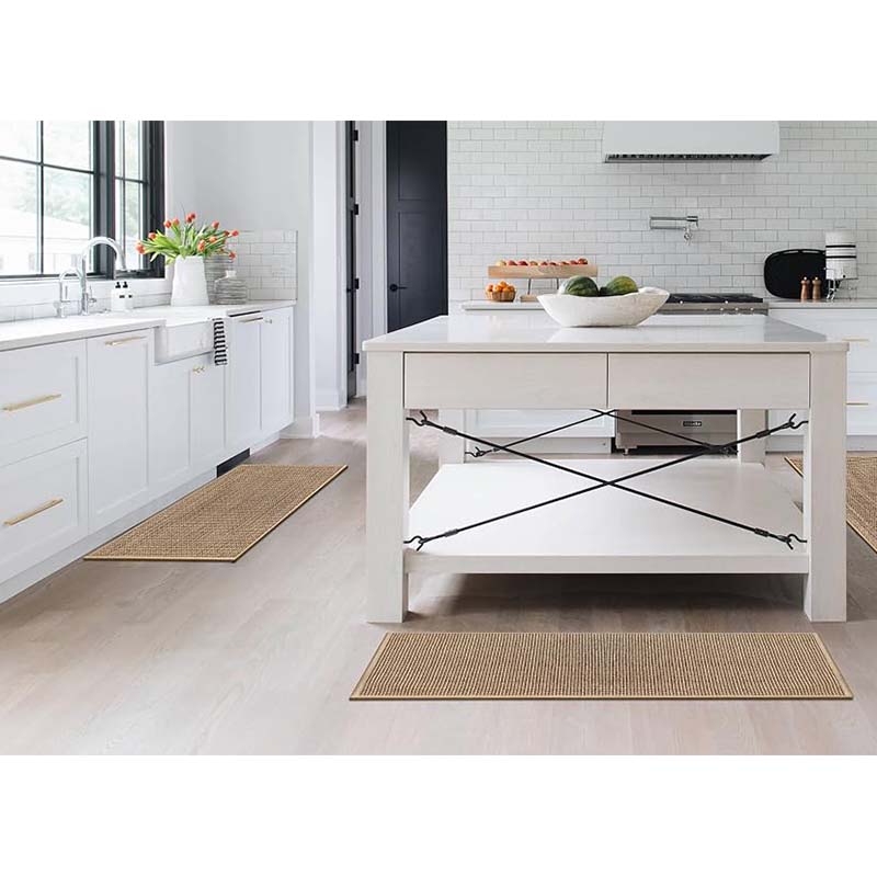 Vævet Køkkenmåtte – Grå, Skandinavisk Design med Antiskrid Gummibund til Moderne Køkkenindretning