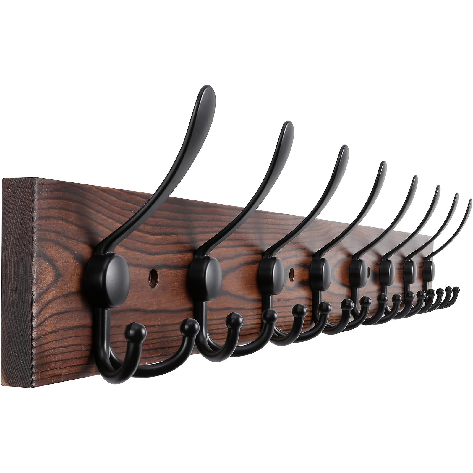 Wall-mounted Clothes Rack – Dark Brown Wood Design for Bathroom, Living Room, or Hallway
