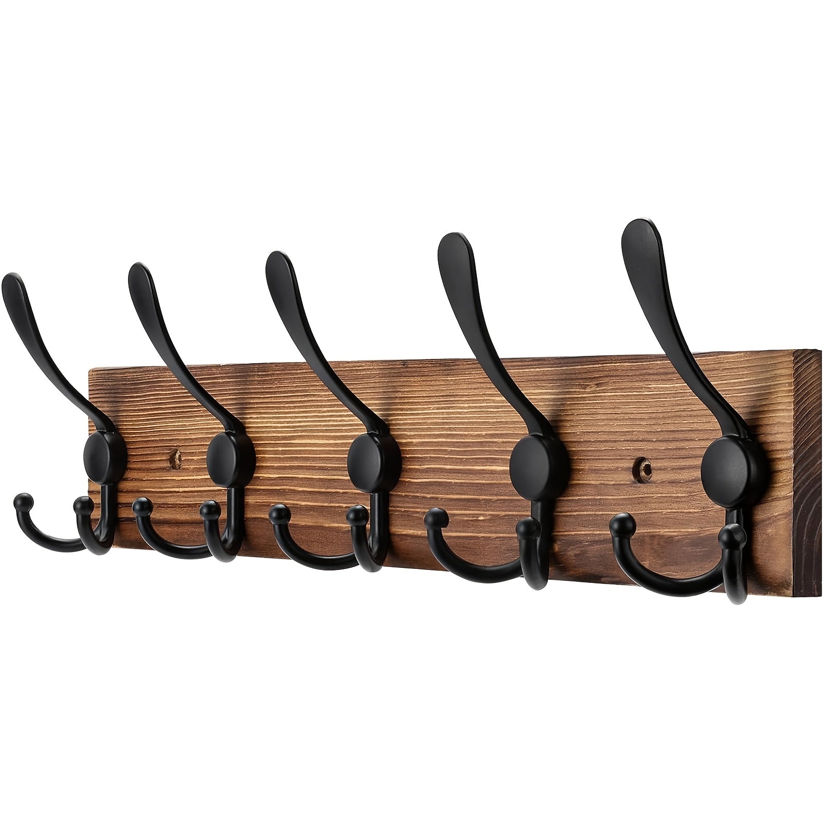 Wall-mounted Clothes Rack – Dark Brown Wood Design for Bathroom, Living Room, or Hallway