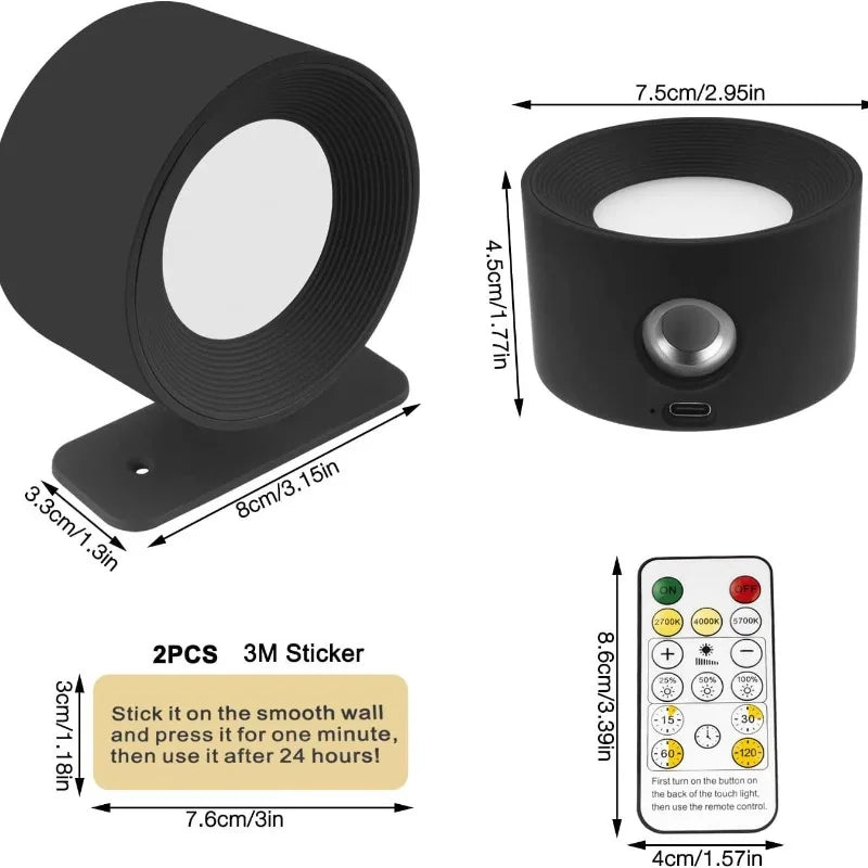 Genopladelig Væglampe – Cylindrisk Design i Hvid til Soveværelse, Stue eller Gang med Anstäländer