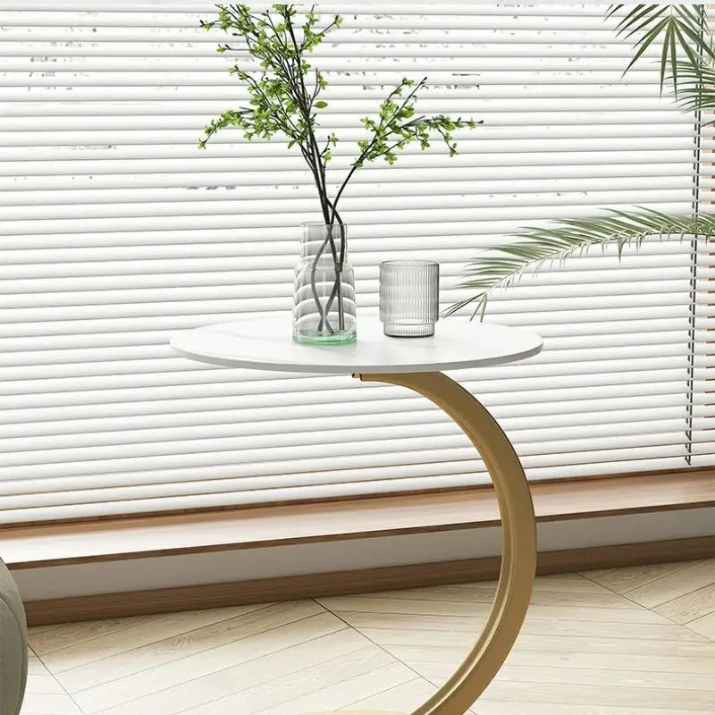 Rund Sidebord – Træ og Stål, Moderne Design til Stue eller Soveværelse