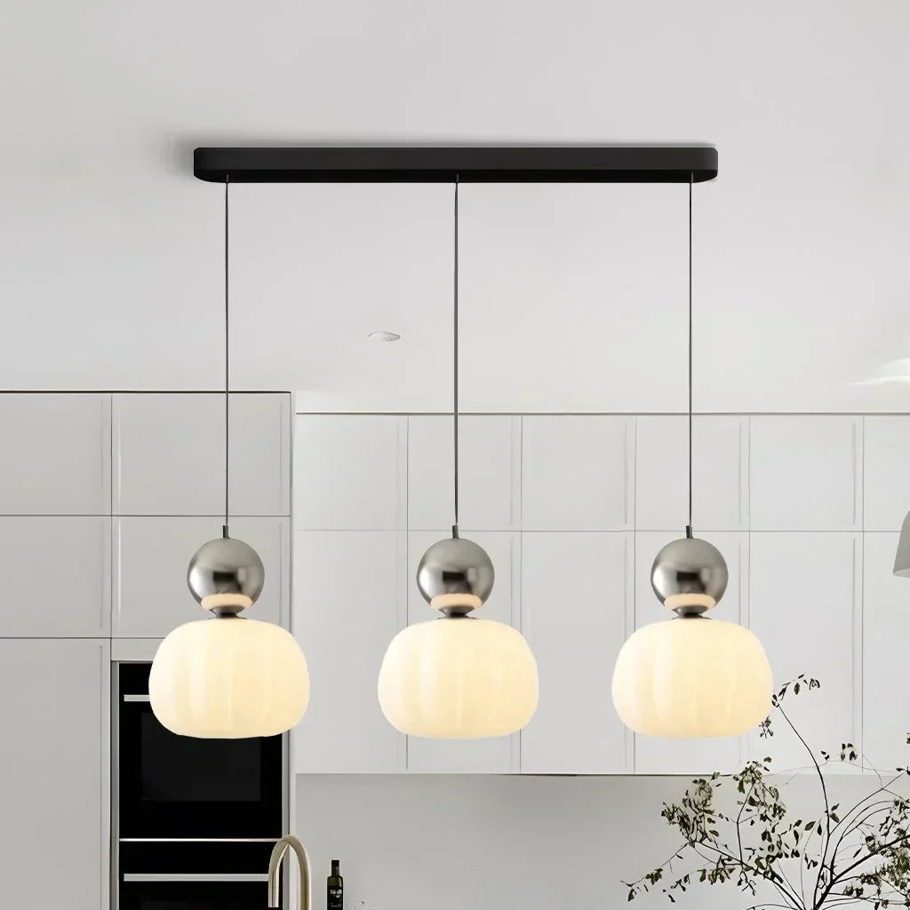 Art Deco-hanglamp – crèmekleurig metaal, Bauhaus-ontwerp voor in de woon- of eetkamer