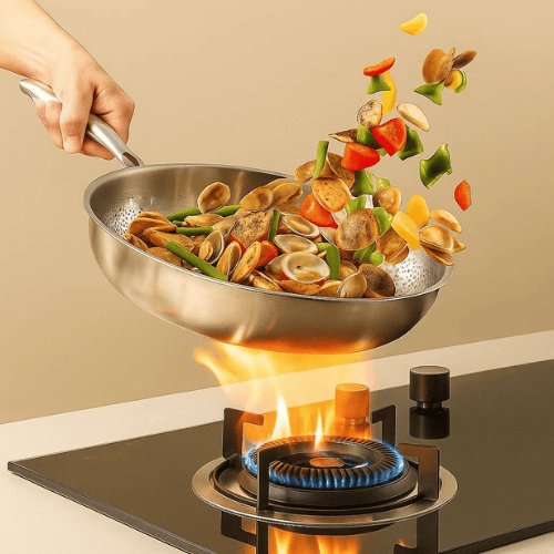 Titan-koekenpan – Gehamerd titanium, 28 cm, Geschikt voor inductie, gas en oven, Duurzaam kookgerei voor elke keuken