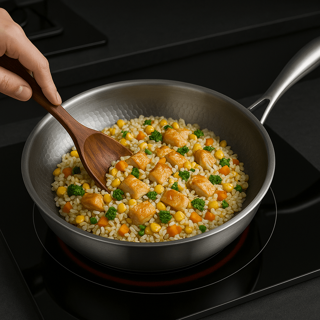 Titan-koekenpan – Gehamerd titanium, 28 cm, Geschikt voor inductie, gas en oven, Duurzaam kookgerei voor elke keuken