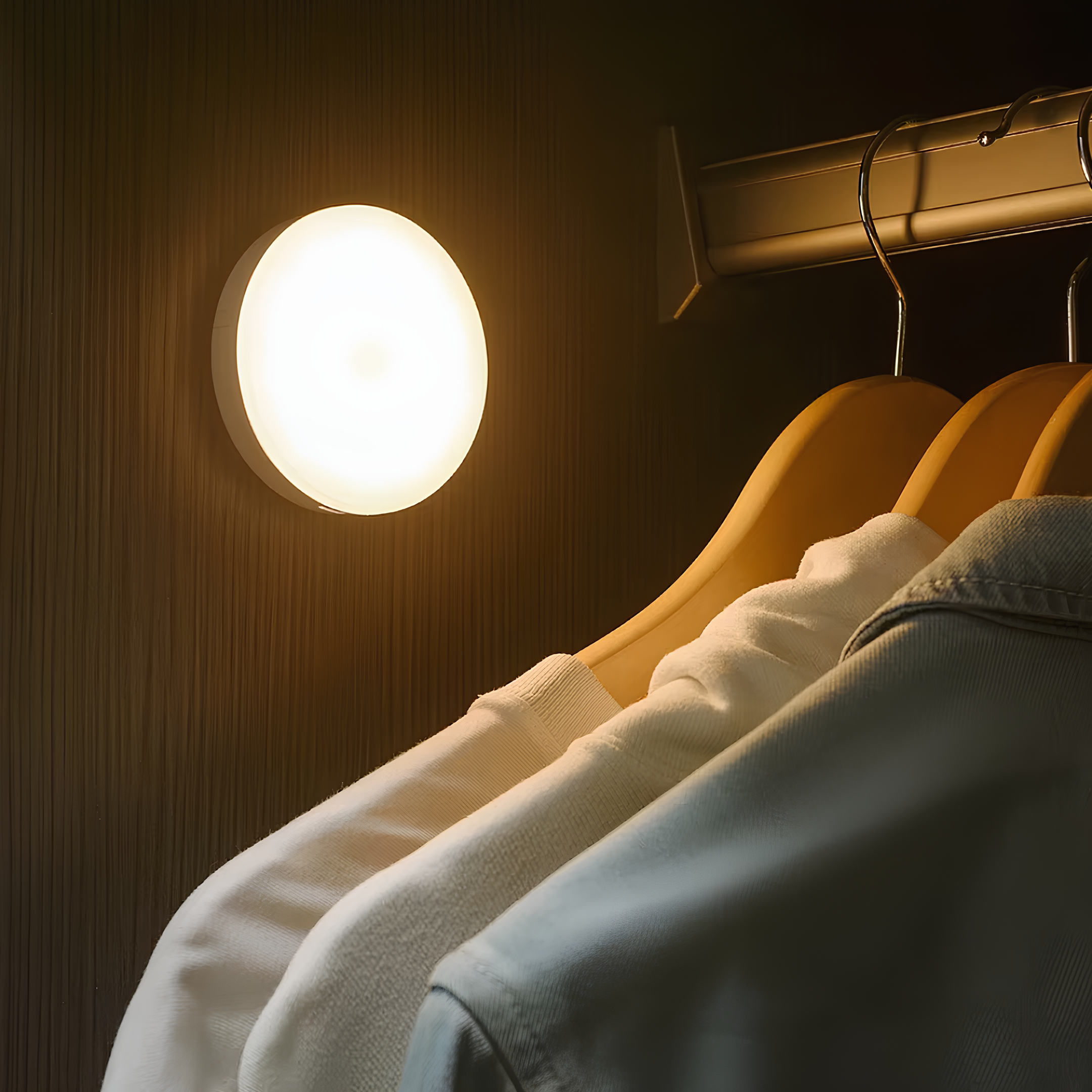 Motion Sensor Lamp – White, Compact Design for Entryway, Stairs, or Closet