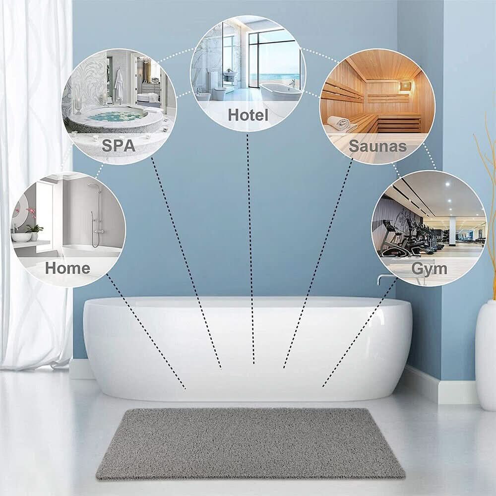 Antislip-douchematt – Grijs PVC, sneldrogend en veilig voor in de badkamer of spa