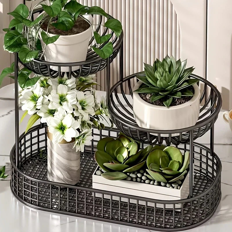 Fruitplate met 3 lagen – goudkleurig metaal, elegante tafeldecoratie voor in de keuken of aan de eettafel