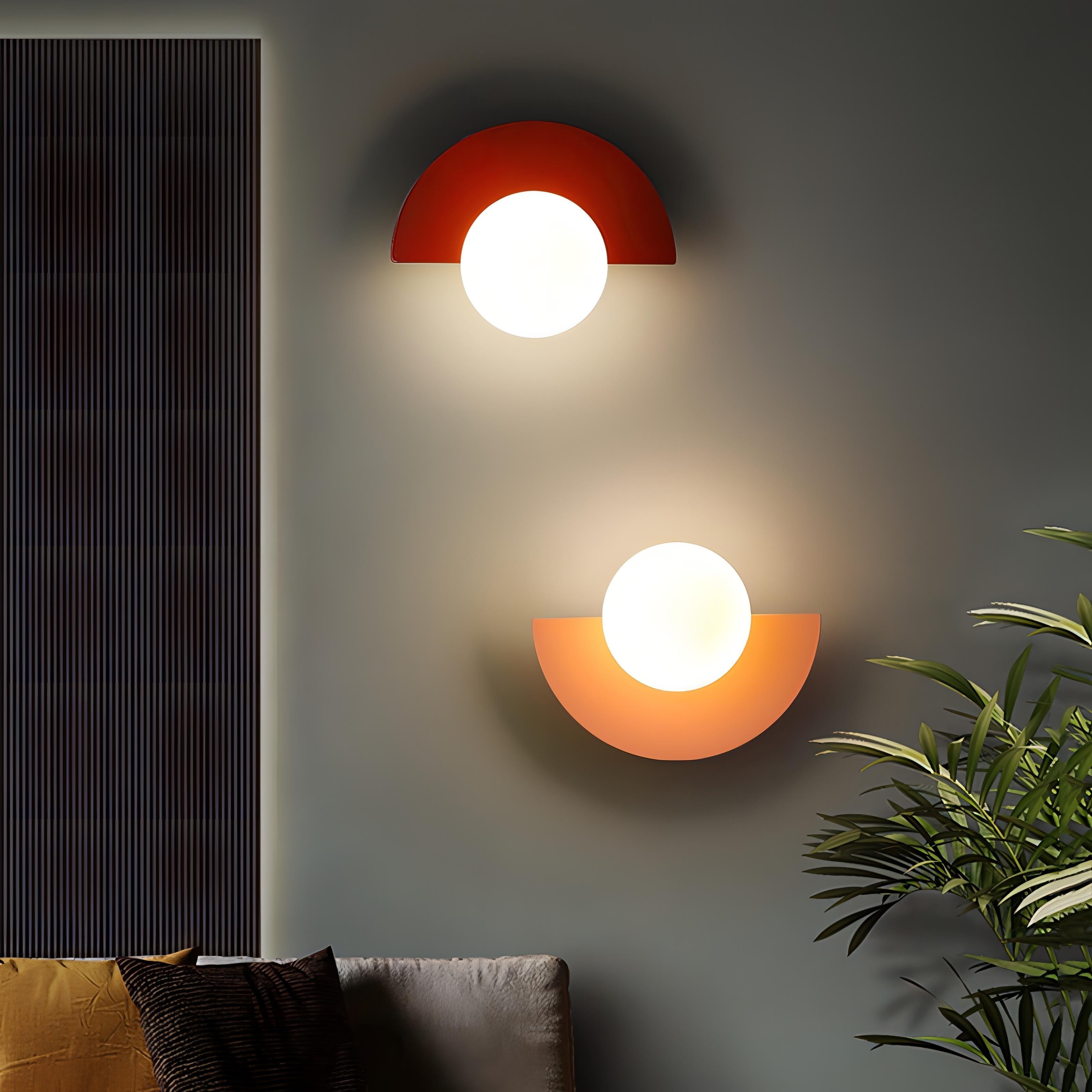 Half Moon wall lamp – metal and PVC, Nordic design in 6 colors for living room or bedroom