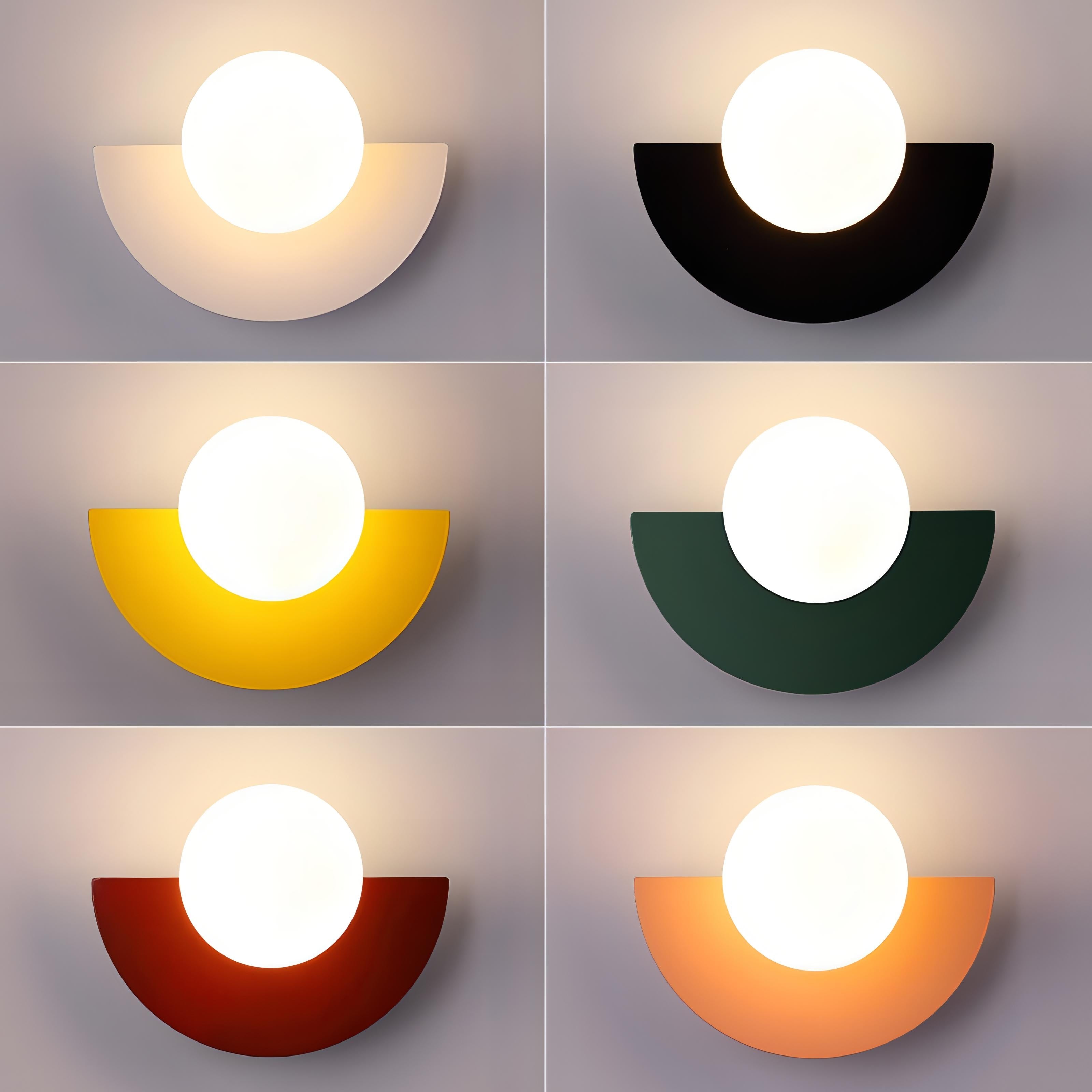 Half Moon wall lamp – metal and PVC, Nordic design in 6 colors for living room or bedroom