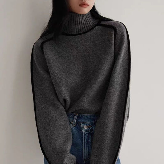 Dames Half Col Gebreide Trui – Mock Neck, Casual voor Herfst/Winter