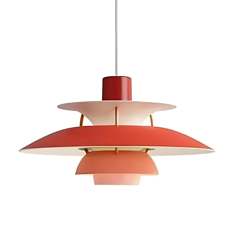 Dansk Hængelampe – Lagdelt Metaldesign i Farverig Stil til Spisestue eller Stue