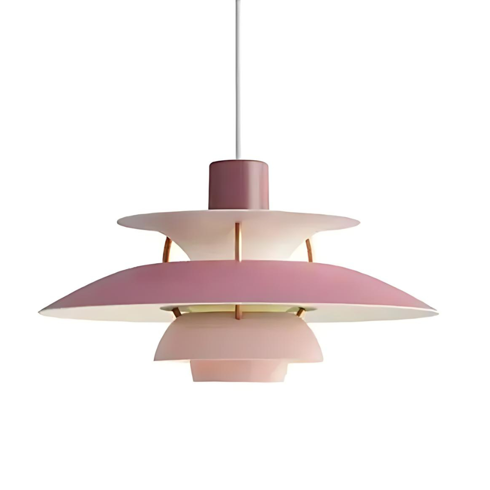 Dansk Hængelampe – Lagdelt Metaldesign i Farverig Stil til Spisestue eller Stue