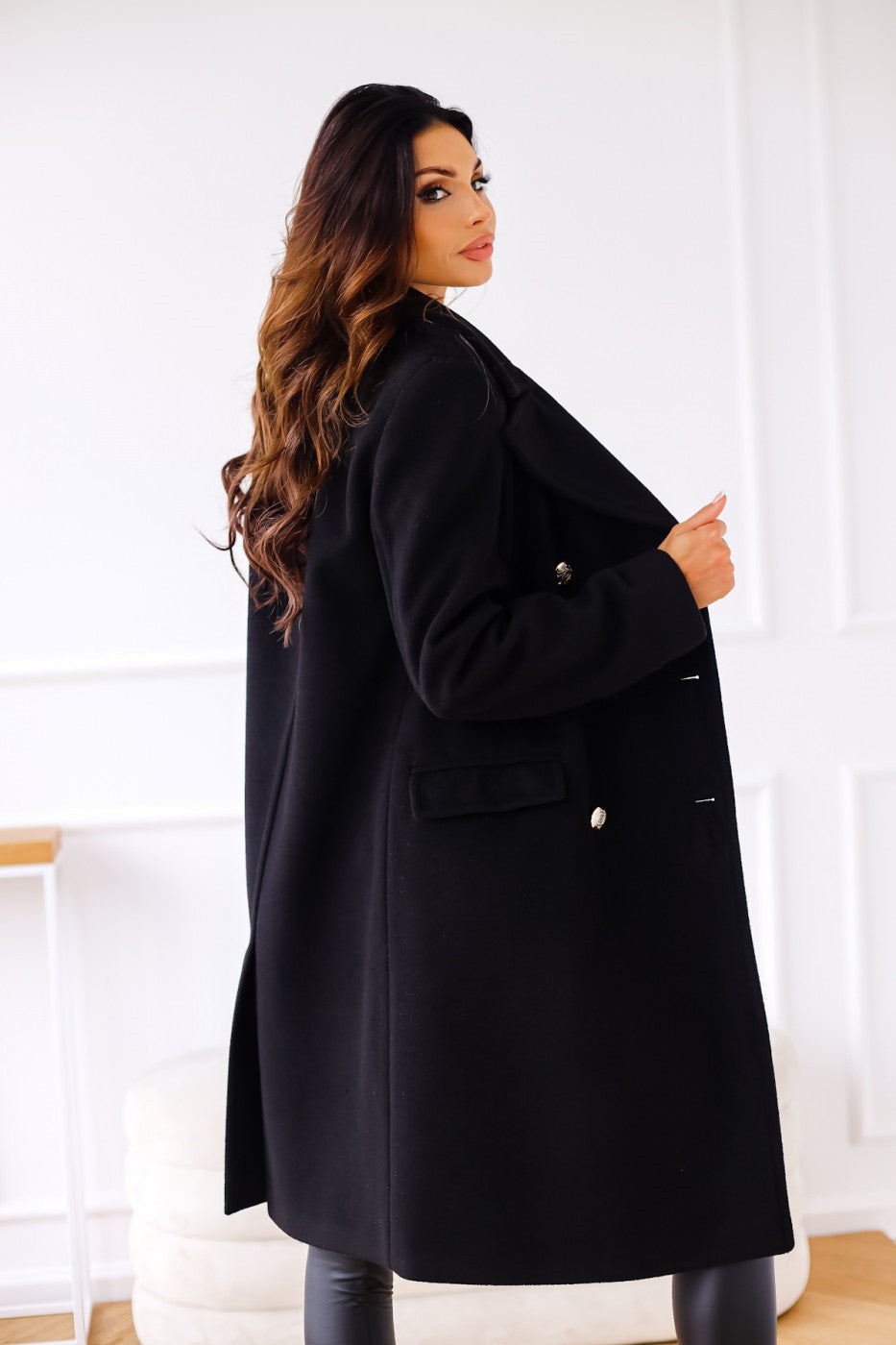 Dames Dubbelrijige Mantel – Winterjas met Twee Rijen Knopen, Klassiek Model