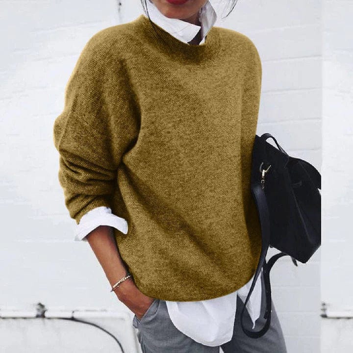 Loose fit dametrøje med rund hals – komfortabel uldtrøje til casual & elegante outfits. Blød varme til hverdag
