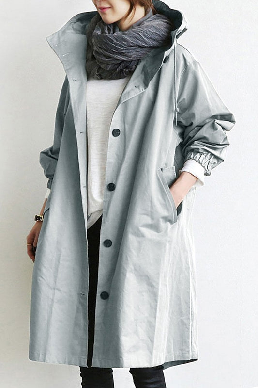 Dames Waterdichte Trenchcoat Regenjas met Capuchon – Tussenjas voor Lente en Herfst