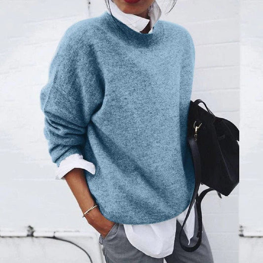 Loose fit dametrøje med rund hals – komfortabel uldtrøje til casual & elegante outfits. Blød varme til hverdag