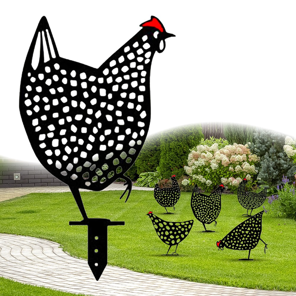 Decorative metal chicken – stainless steel, durable design for garden or patio