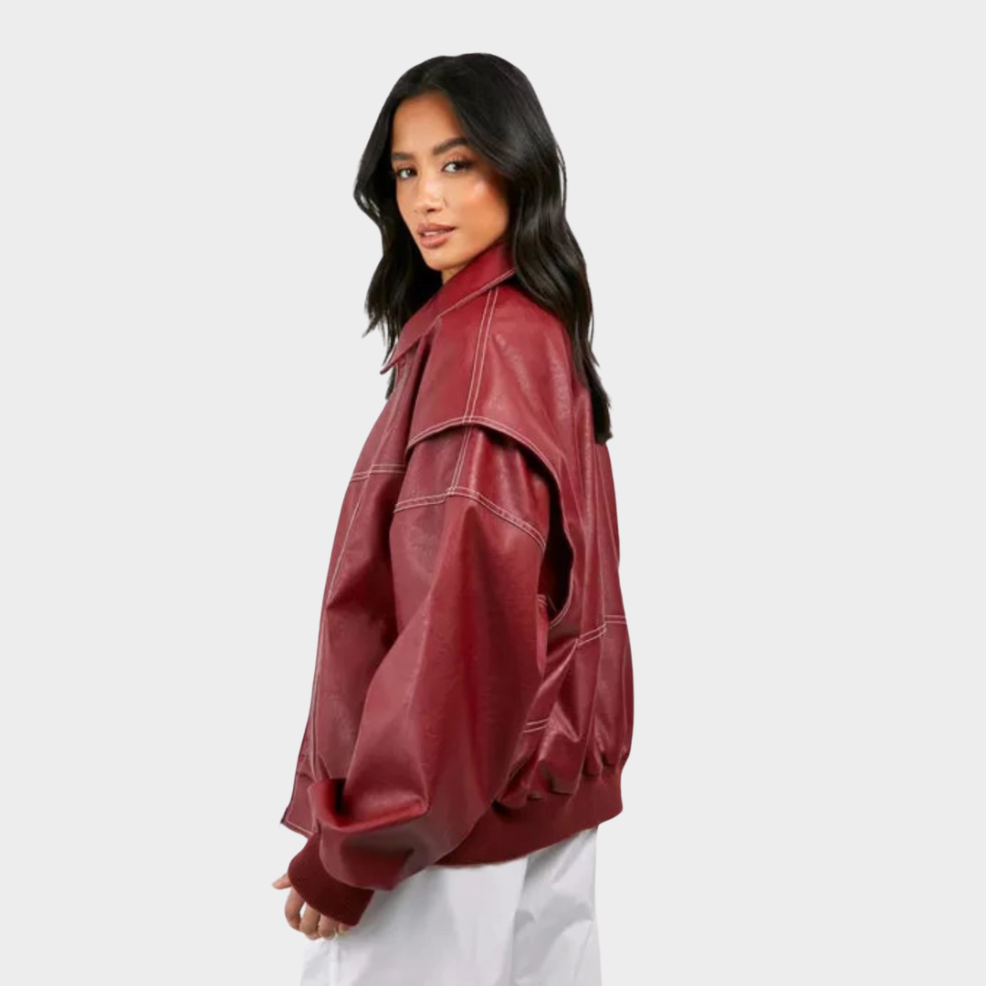 Dames Oversized Bomberjack – Casual Tussenjas voor Lente en Herfst, met Rits en Geribde Boorden