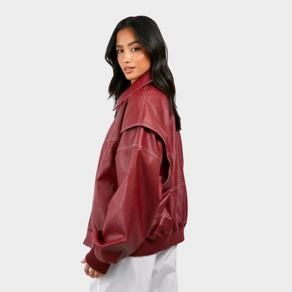 Dames Oversized Bomberjack – Casual Tussenjas voor Lente en Herfst, met Rits en Geribde Boorden