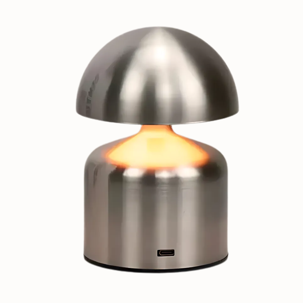 Genopladelig Bordlampe – Retro Svampeform, Metal Finish til Soveværelse eller Stue