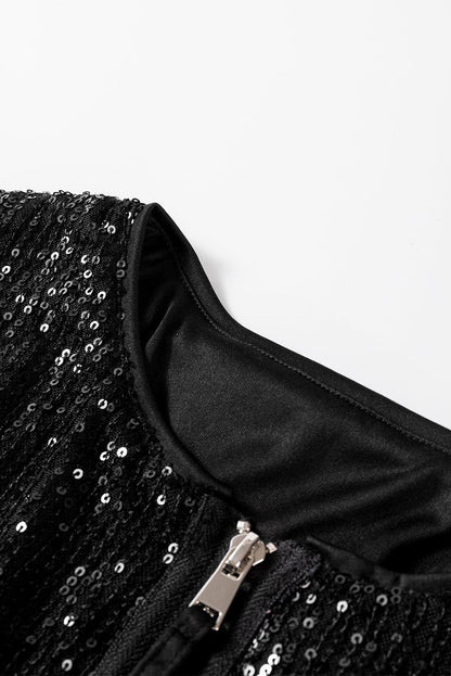 Dames Pailletten Jasje – Zwart, Feestjasje voor Party, Avondkleding en Uitgaan