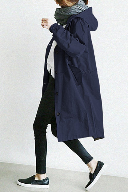 Dames Waterdichte Trenchcoat Regenjas met Capuchon – Tussenjas voor Lente en Herfst